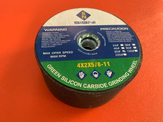 Granit 4X2X5 / 8-11,80 Grit için 5 / 8-11 İplikli 4 İnç Aşındırıcı Yeşil Silisyum Karbür Taşlama Taşı