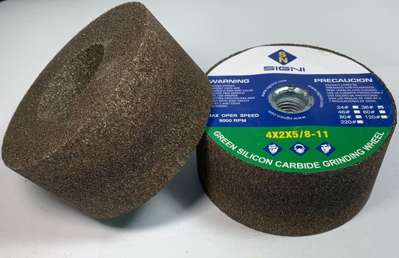 Granit 4X2X5 / 8-11, 36Grit için 5 / 8-11 İplikli 4 İnç Aşındırıcı Yeşil Silisyum Karbür Taşlama Taşı