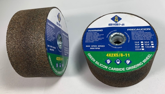 Granit 4X2X5 / 8-11, 36Grit için 5 / 8-11 İplikli 4 İnç Aşındırıcı Yeşil Silisyum Karbür Taşlama Taşı