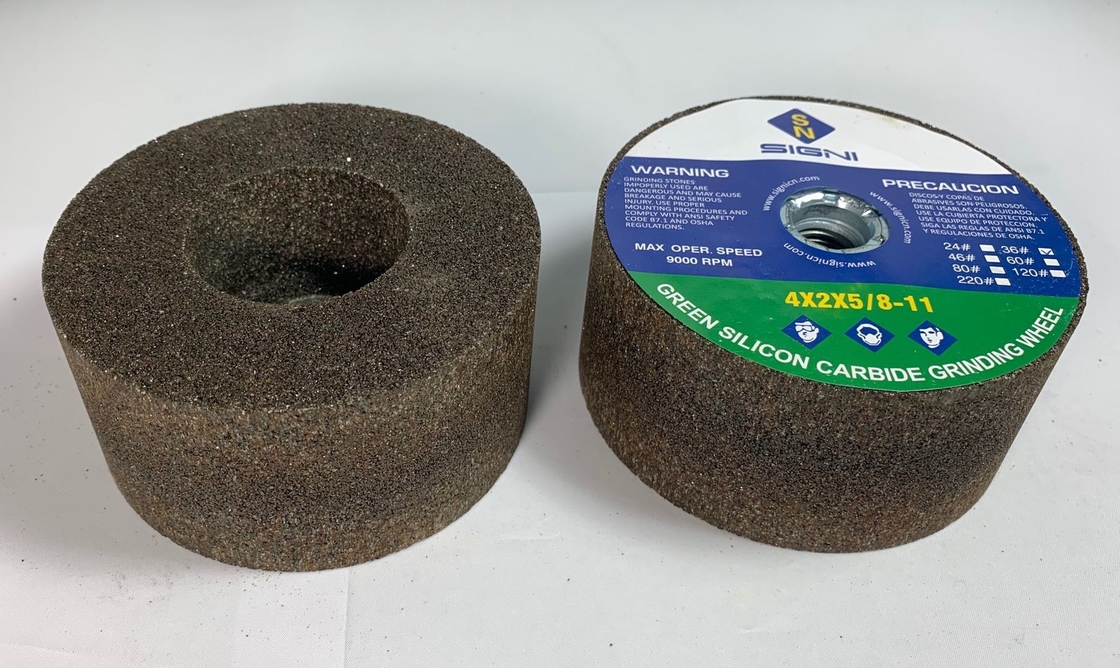Granit 4X2X5 / 8-11, 36Grit için 5 / 8-11 İplikli 4 İnç Aşındırıcı Yeşil Silisyum Karbür Taşlama Taşı